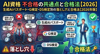 AI資格に落ちる人・不合格の共通点とは？生成AIパスポート・G検定・DS検定別の落とし穴と合格法【2026年版】