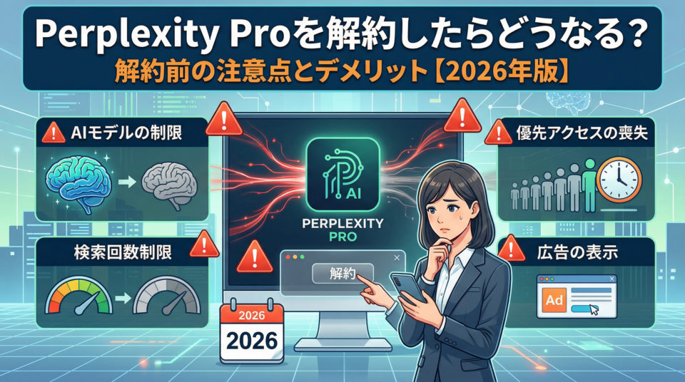 Perplexity Proを解約したらどうなる？解約前に知っておきたい注意点とデメリット【2026年版】